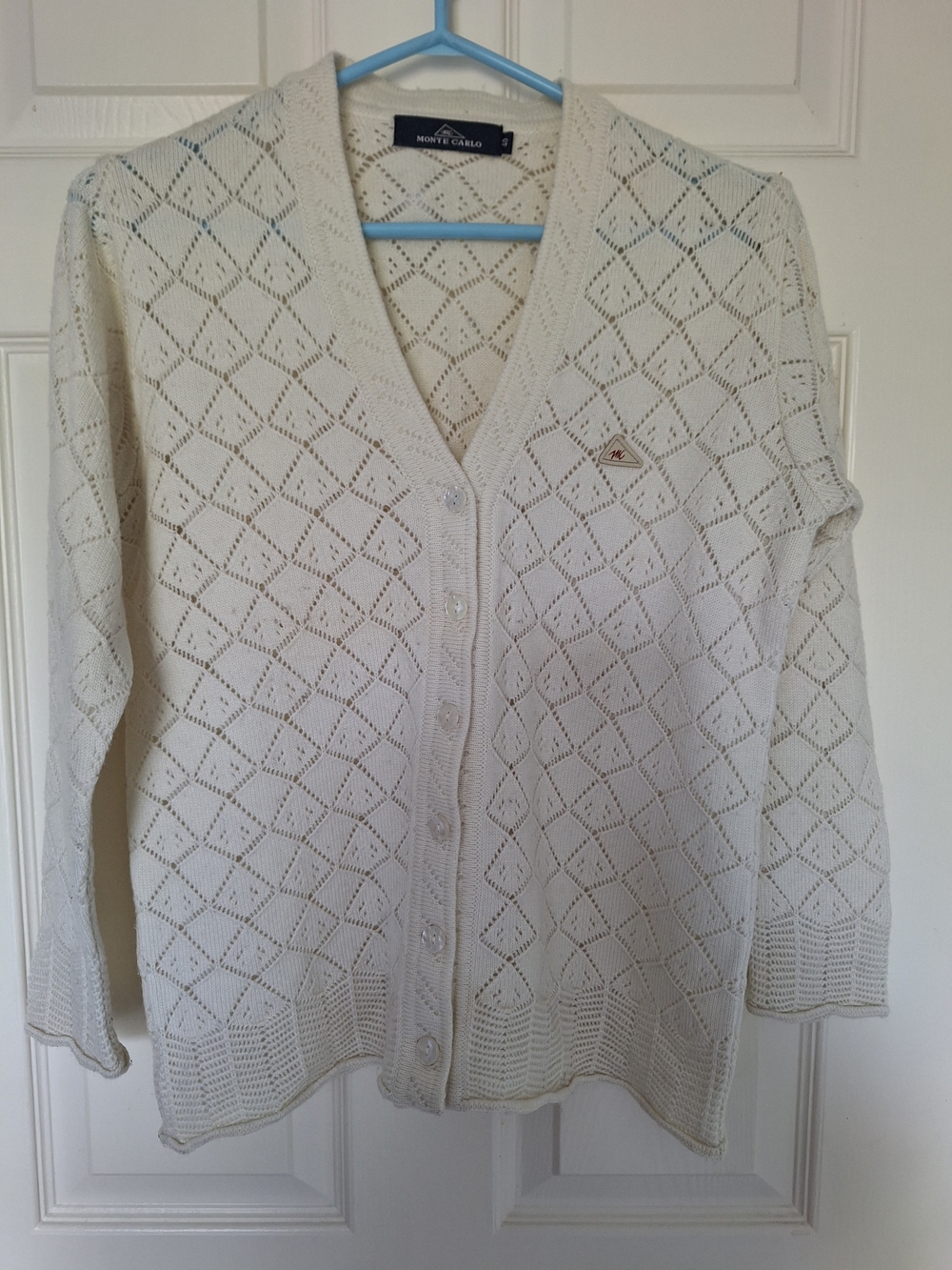 Monte Carlo Cream Openwork V-Neck Button Cardigan